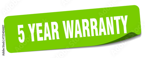 5 year warranty sticker. 5 year warranty label