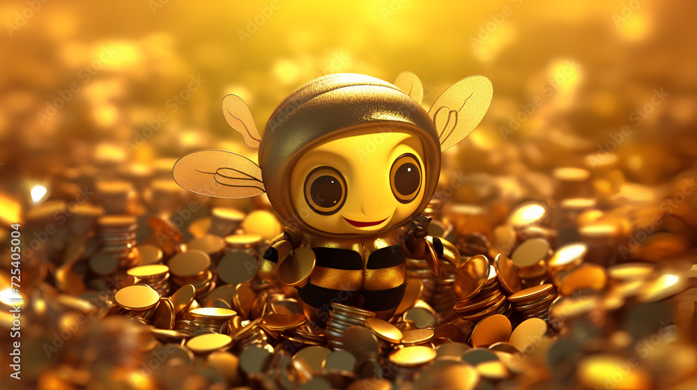 Bee Design, Desktop Wallpaper Size, Ai generative Bee Design, Desktop Wallpaper Size, Ai generative