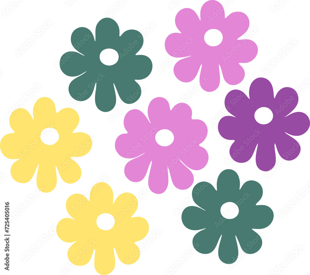 Simple flower symbol flat illustration. Flower shape decorative design elements Simple flower symbol flat illustration. Flower shape decorative design elements