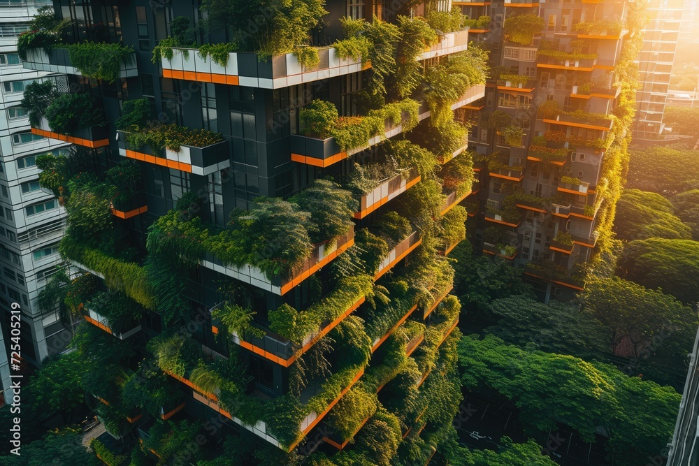 The city of the future with green gardens on the balconies Stock Photo ...