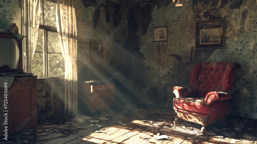 Forgotten Shadows: Abandoned Room Armchair Chronicles