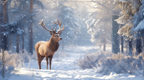 Deer in the snow, christmas period © Elvin