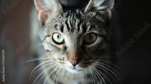 Image of a beautiful gray striped cat close up © Elvin