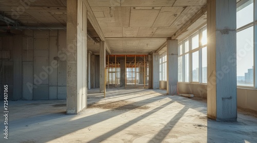 Empty construction site building and concrete structure.