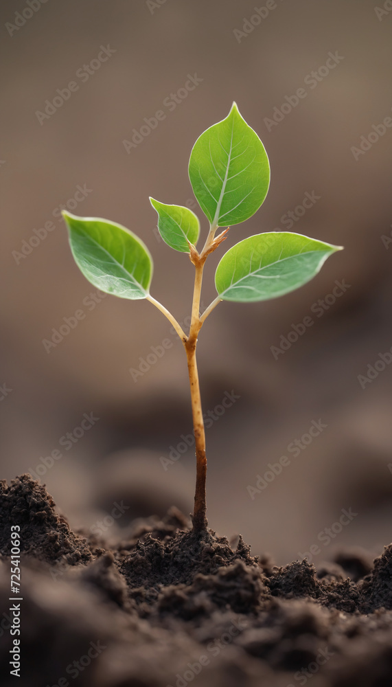 New Life Emerges: Young Plant Grows from Soil in Isolated Environment, Symbolizing Nature's Growth and Development New Life Emerges: Young Plant Grows from Soil in Isolated Environment, Symbolizing Nature's Growth and Development