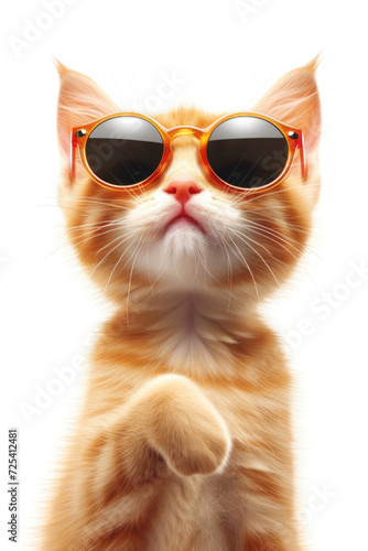 A playful cartoon cat, complete with sunglasses