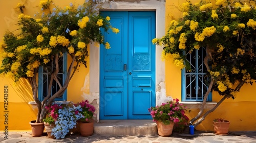door with flowers