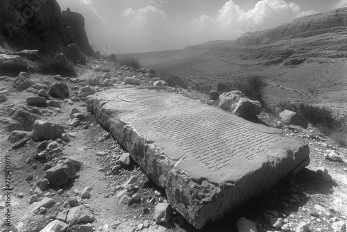 The Ten Commandments: Etched in divine light, the sacred commandments bestowed upon Moses atop Mount Sinai, shaping the moral compass of humanity