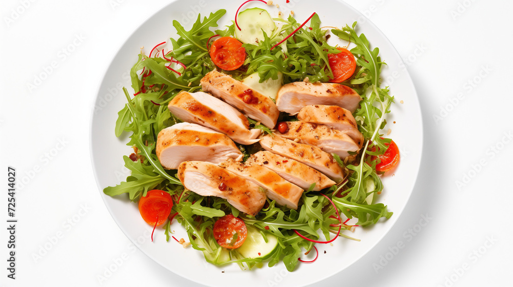 Chicken fillet with salad. Healthy food, keto diet, diet lunch concept Chicken fillet with salad. Healthy food, keto diet, diet lunch concept