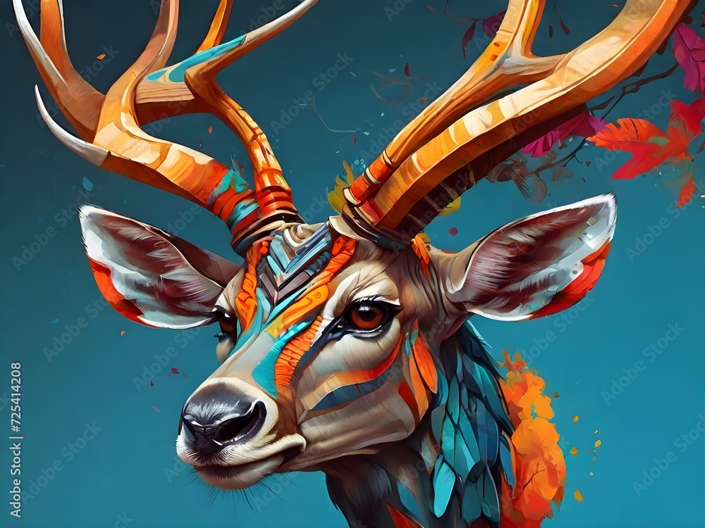 A colorful head illustration of great kudu
