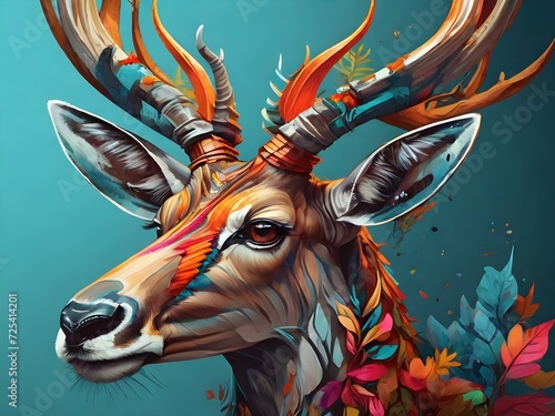 A colorful head illustration of great kudu photo
