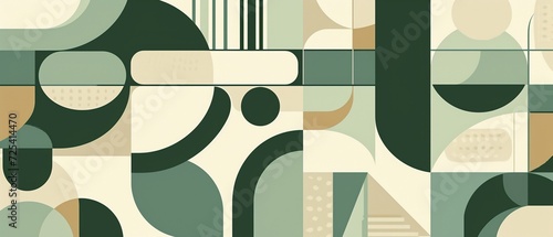 Abstrakter Retro Hintergrund mit grünen Mustern und Formen  photo