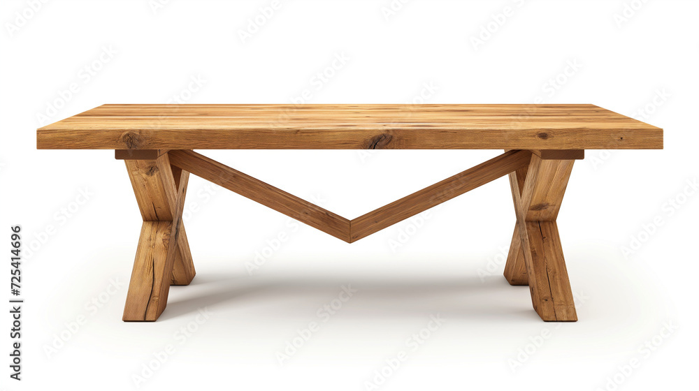Fototapeta premium Wooden Table With Two Legs on White Background