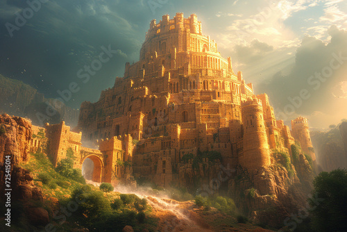 illustration of the Tower of Babel from the Old Testament, Bible photo