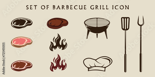 set of isolated barbecue icon vector illustration template graphic design. bundle collection of various BBQ grill sign and symbol for restaurant steak house concept