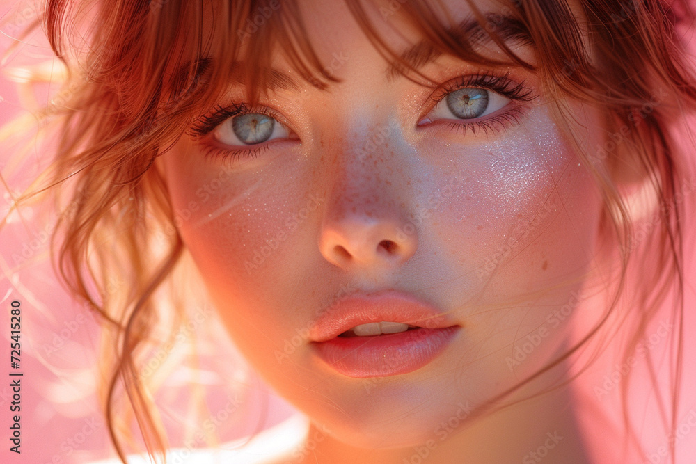 Close-up face portrait of beautiful young woman Close-up face portrait of beautiful young woman