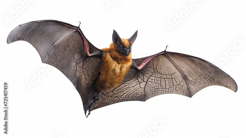 Bat Flying Through the Air on a White Background