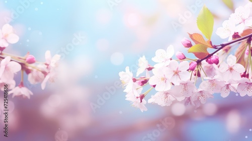 Spring flowers background with bokeh effect. Beautiful nature scene.