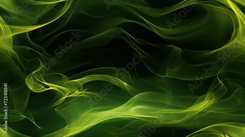 Abstract green and yellow smoke on black background. cloud, a soft Smoke cloudy wave texture background.	