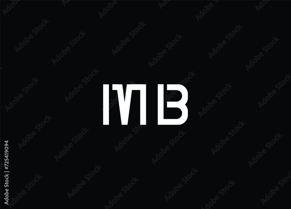MB Letters Logo Design Slim. Creative White Letter Concept Illustration.