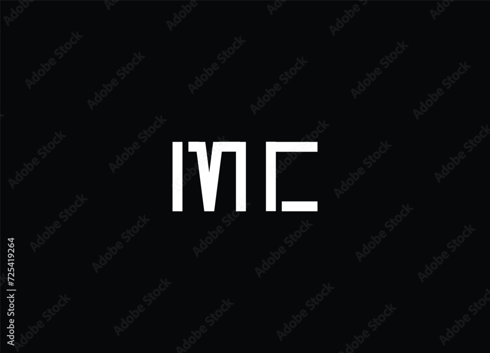 MC Letters Logo Design Slim. Creative White Letter Concept Illustration.