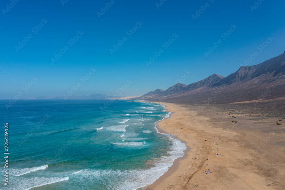 aerial view of Cofete beach at the island of Fuerteventura aerial view of Cofete beach at the island of Fuerteventura