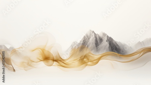 Abstract golden, mountains, transparency smoke on white background. cloud, a soft Smoke cloudy wave texture background. 