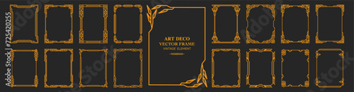 Art Deco gold frame , vintage frame , ornament frame ,line geometric luxury frames , wedding banner label card geometric background vector illustration