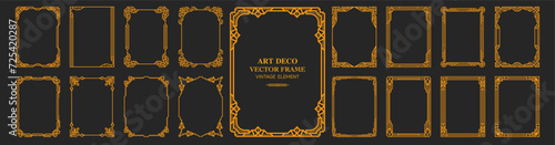 Art Deco gold frame , vintage frame , ornament frame ,line geometric luxury frames , wedding banner label card geometric background vector illustration