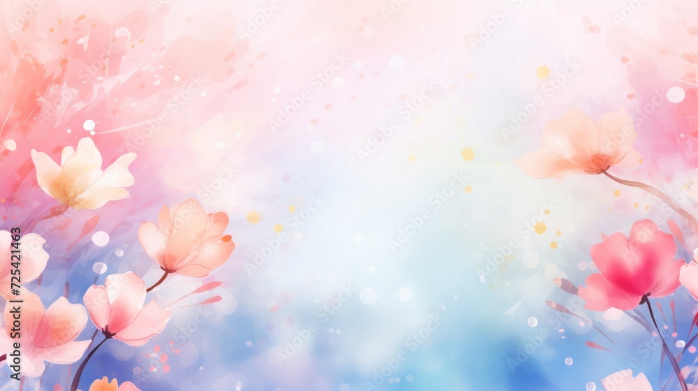 delicate spring background on a pastel colored background with fragments of cherry blossoms. copy space