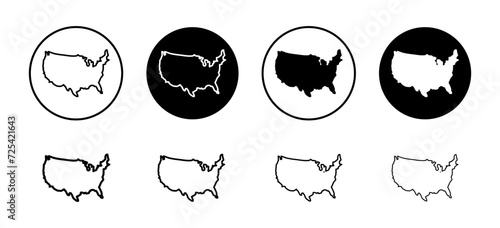 US map vector icon set collection. US map Outline flat Icon.