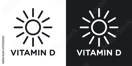 Vitamin D Icon Designed in a Line Style on White Background. photo