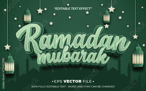 ramadan mubarak 3d text effect editable vector and background