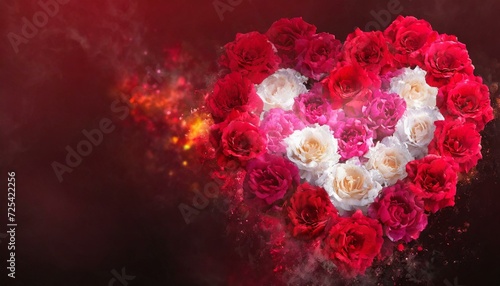 Cuore meraviglioso fatto di rose rosse e bianche photo