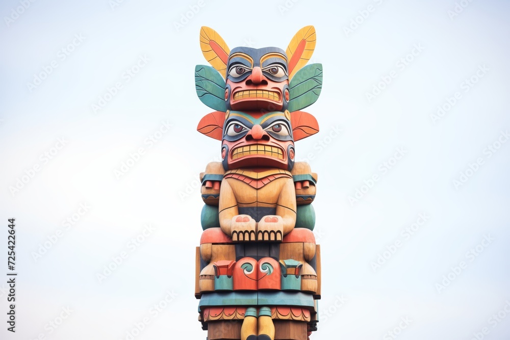 Fototapeta premium native totem pole made of carved wood