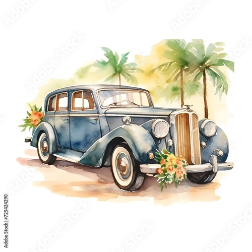 Rolls Royce Clipart, Luxury Car Rolls Watercolor Clipart © Romain