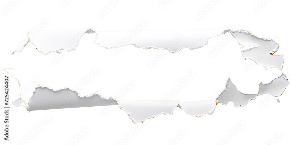 torn white paper with jagged edges elegantly placed on an isolated white background.