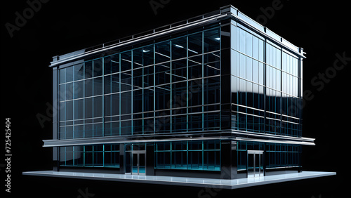glassy exterior industrial building decoration isolated on blackround