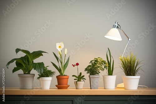 plant pots with labels denoting the light requirements photo