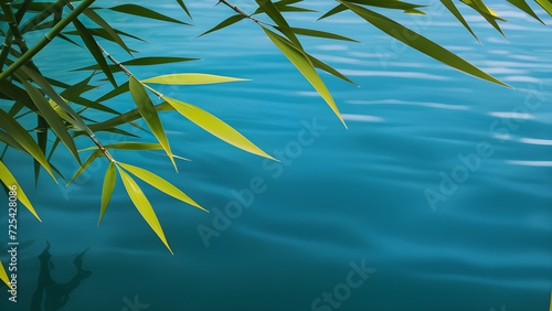 bamboo leaves over water 