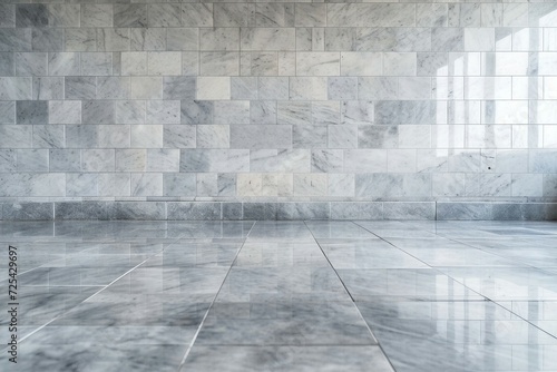 a marble tile floor and a wall