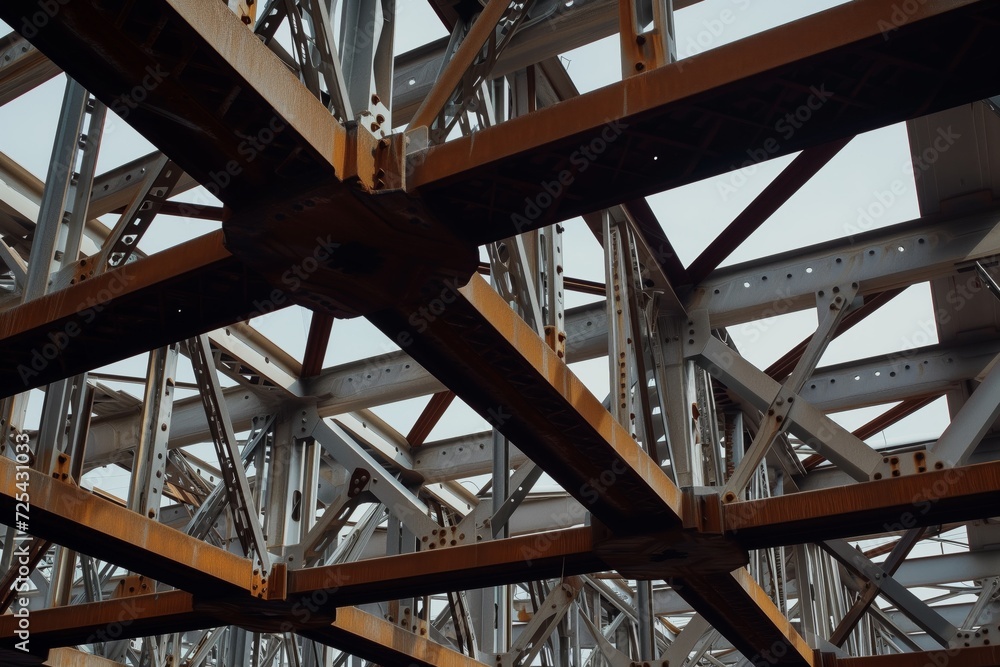 lattice of steel beams with geometric patterns lattice of steel beams with geometric patterns