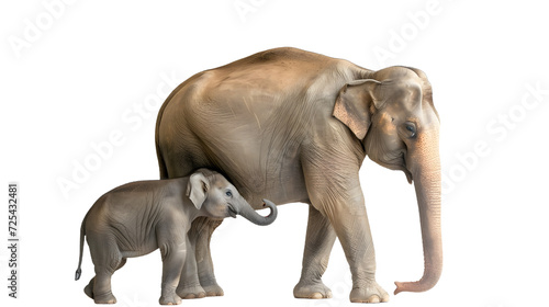 Adult Elephant and Baby Elephant Standing Together