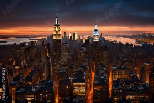 city skyline at sunset © qaiser