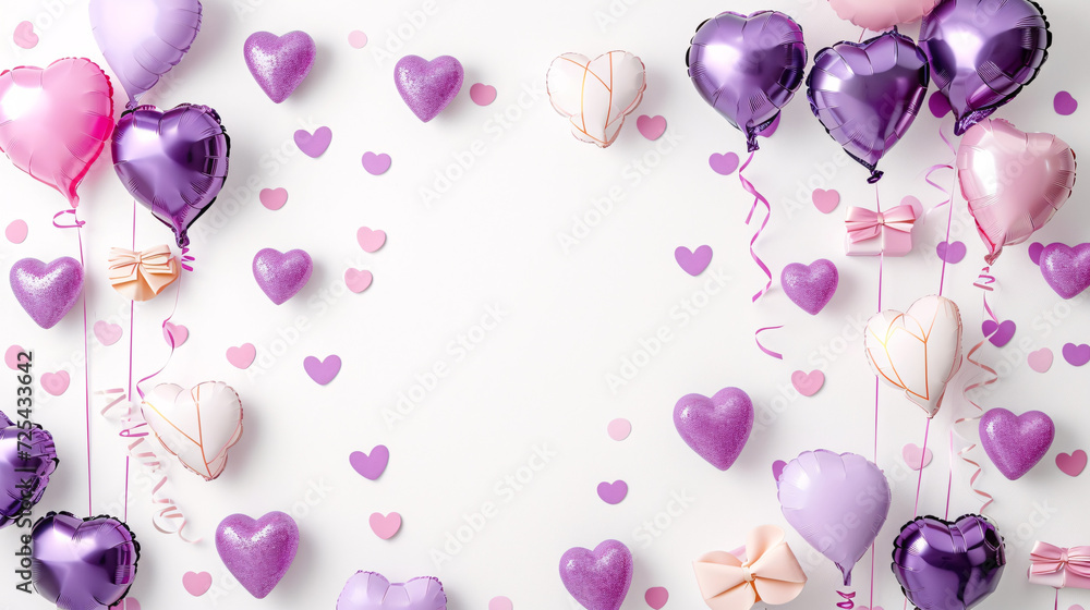 Valentine's Day Elegance Gifts and purple Heart Balloons, Romantic Surprise Valentine's Day Elegance Gifts and purple Heart Balloons, Romantic Surprise
