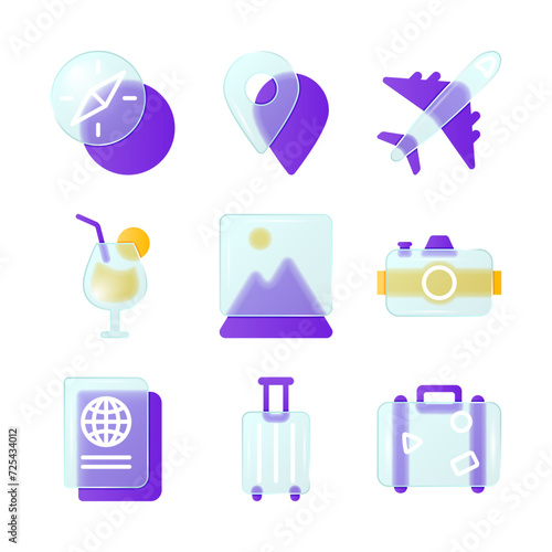 Modern Traveling Glassmorphism Icon Style