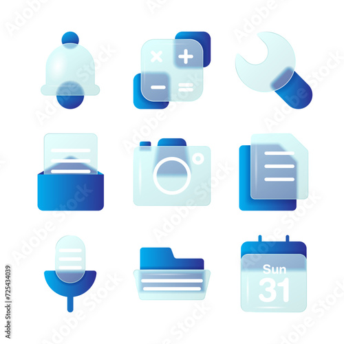 Modern User Interface Glassmorphism Icon Style