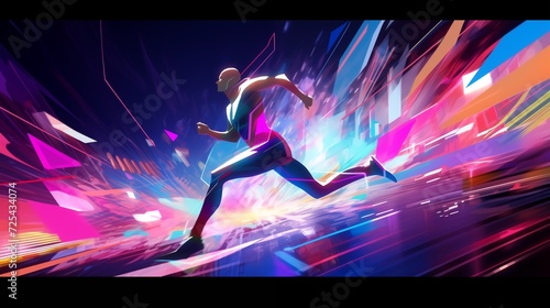 Athlete Runner Running on Road Illustration. Sport poster concept. © Voysla