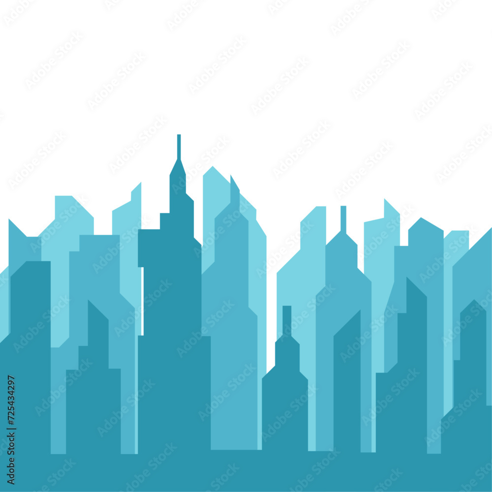 Silhouette of city skyline building clipart background vector