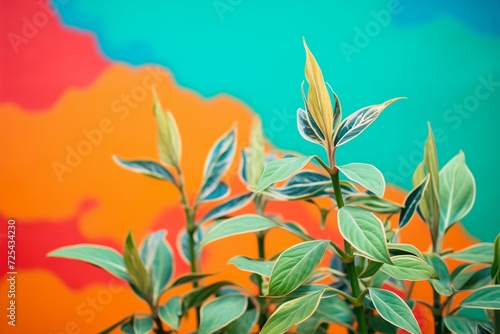 sage with vividly colored leaves against a green backdrop